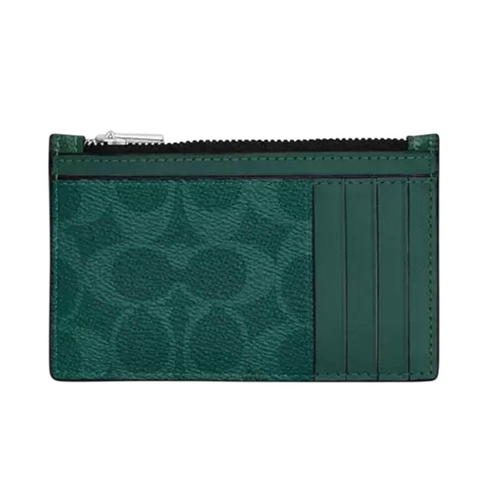 Coach Green Signature Card Case Wallet